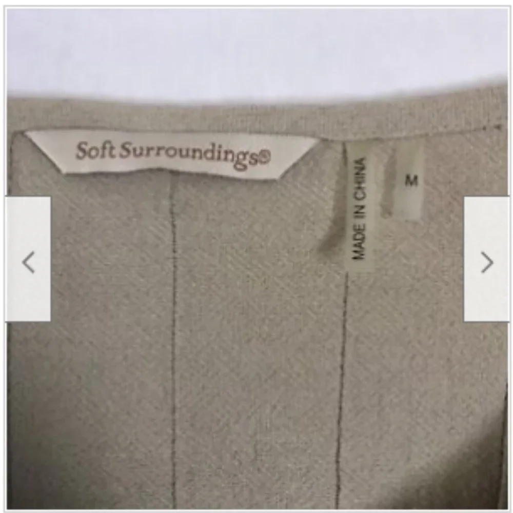 Soft‎ Surroundings Women's Tan 3/4 Sleeve Pleated Scoop Neck Top Blouse
